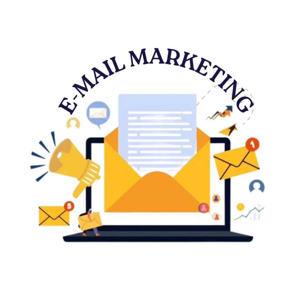 Illustration showing email marketing campaigns, newsletters, and audience engagement strategy