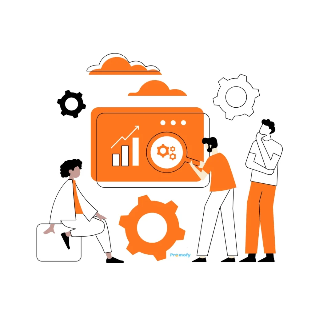 Illustration showing performance tracking, optimization, and growth analysis by a social media marketing service in Ahmedabad