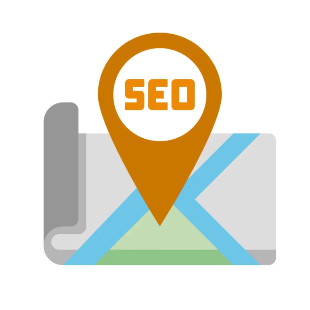 Illustration showing local SEO location pin and map for search visibility and rankings