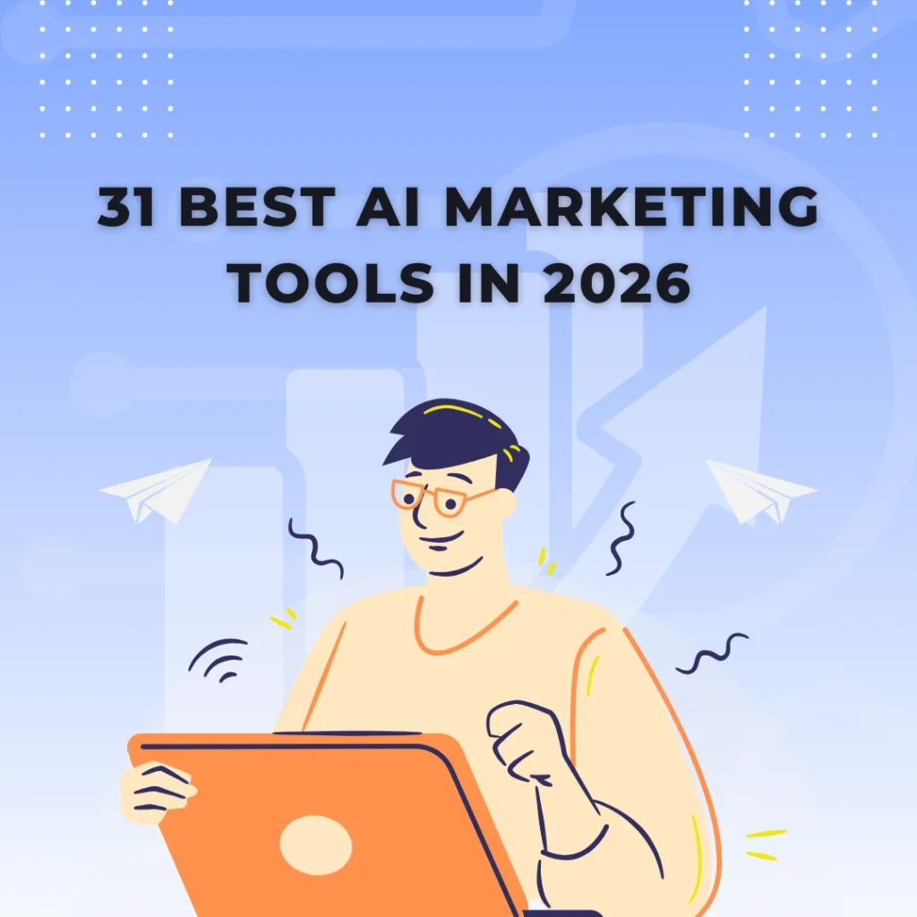 31 best AI marketing tools illustration for 2026
